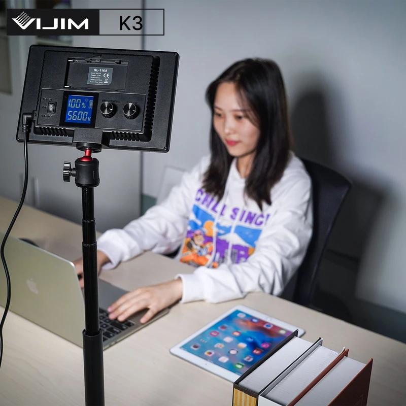VIJIM K3 19.2X12.7cm LED Video Lighting Panel EU US Desktop Light With Stand 3200K-6000K Photography Light Photo Stu